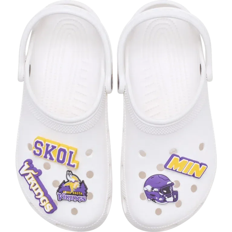 Paquete de 5 colgantes para zapatos Jibbitz de los Minnesota Vikings de la NFL Paquete de 5 colgantes para zapatos Jibbitz de los Minnesota Vikings de la NFL