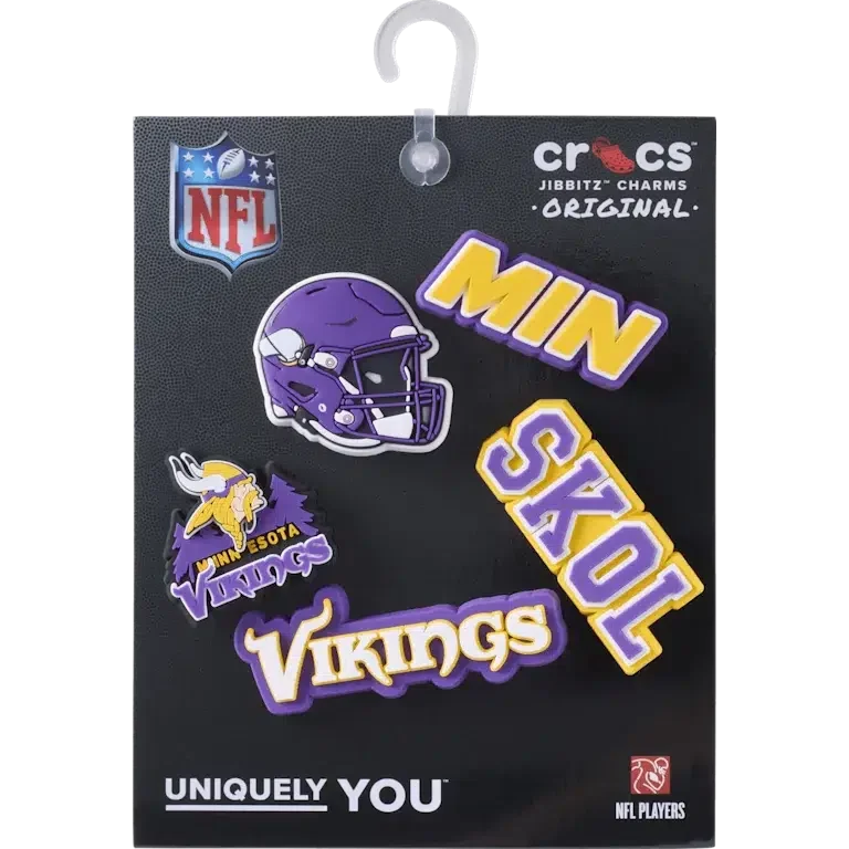 Paquete de 5 colgantes para zapatos Jibbitz de los Minnesota Vikings de la NFL Paquete de 5 colgantes para zapatos Jibbitz de los Minnesota Vikings de la NFL