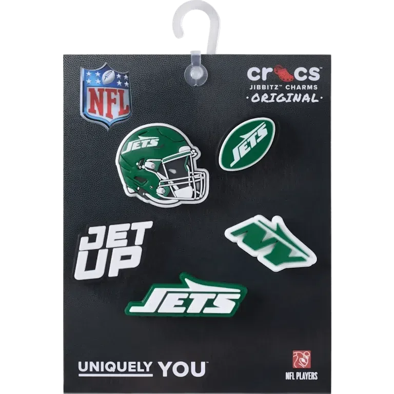Paquete de 5 colgantes para zapatos Jibbitz de los New York Jets de la NFL Paquete de 5 colgantes para zapatos Jibbitz de los New York Jets de la NFL
