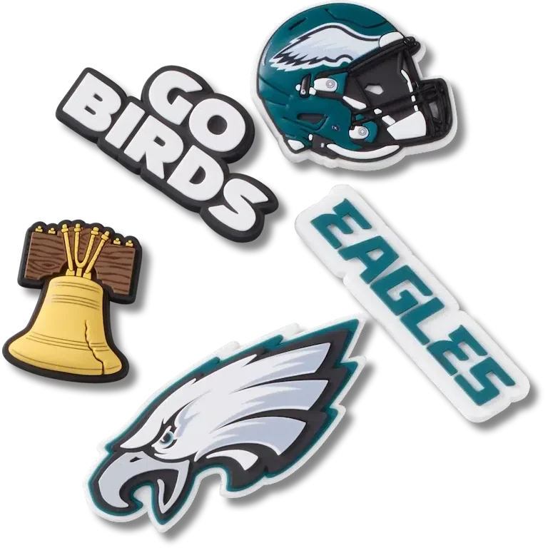 Paquete de 5 colgantes para zapatos Jibbitz de los Philadelphia Eagles de la NFL Paquete de 5 colgantes para zapatos Jibbitz de los Philadelphia Eagles de la NFL