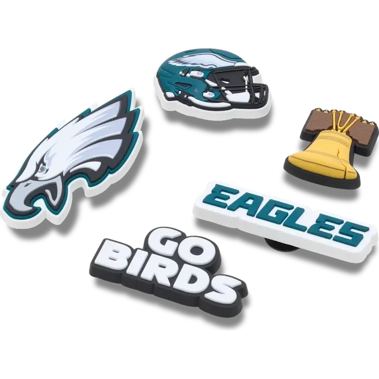 Paquete de 5 colgantes para zapatos Jibbitz de los Philadelphia Eagles de la NFL Paquete de 5 colgantes para zapatos Jibbitz de los Philadelphia Eagles de la NFL