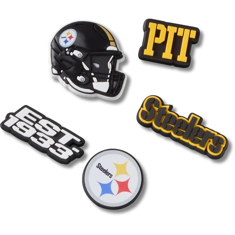 Paquete de 5 colgantes para zapatos Jibbitz de los Pittsburgh Steelers de la NFL Paquete de 5 colgantes para zapatos Jibbitz de los Pittsburgh Steelers de la NFL