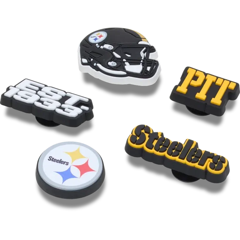 Paquete de 5 colgantes para zapatos Jibbitz de los Pittsburgh Steelers de la NFL Paquete de 5 colgantes para zapatos Jibbitz de los Pittsburgh Steelers de la NFL