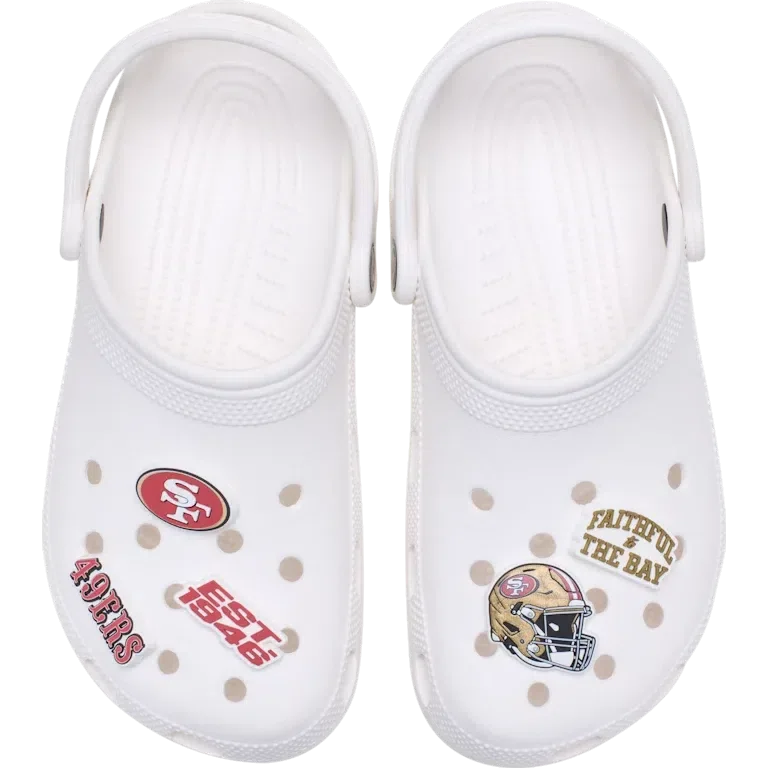 Paquete de 5 colgantes para zapatos Jibbitz de los San Francisco 49ers de la NFL Paquete de 5 colgantes para zapatos Jibbitz de los San Francisco 49ers de la NFL