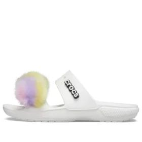 Sandalias clásicas «Fur Sure» de dos tiras «Blanco»