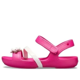Sandalias de punta redonda con adorno floral «Lina» en rosa