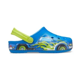 Sandalias deportivas azules de tacón plano con estampado divertido