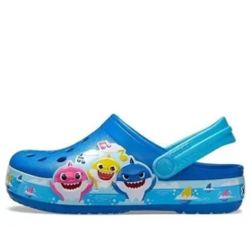Sandalias deportivas de playa con tacón plano «Funny Shark Small Crocs» en azul