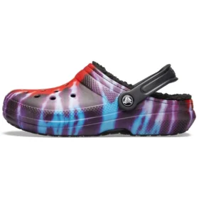 Zapatillas de casa unisex Classic Tie-Dye Stay Warm Cozy de Crocs, moradas y rojas