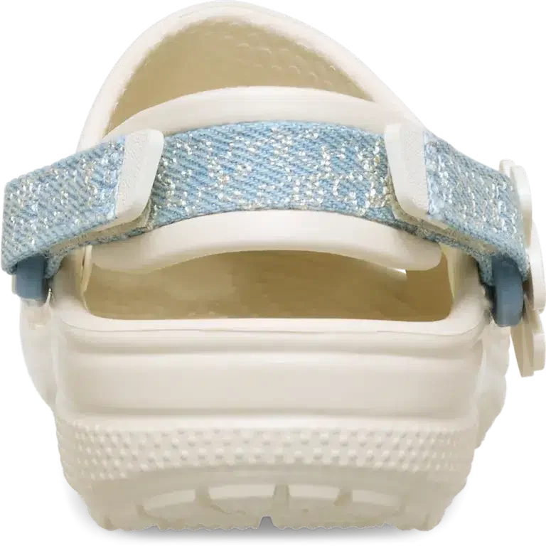 Zueco clásico para niños pequeños de denim con flores y correa trasera ajustable Zueco clásico para niños pequeños de denim con flores y correa trasera ajustable