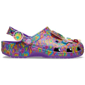 Zuecos de Lisa Frank x Classic Clog «Neon Purple Multi Hearts»