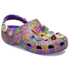 Zuecos de Lisa Frank x Classic Clog «Neon Purple Multi Hearts»