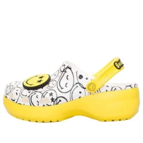 Zuecos de plataforma clásicos Crocs x Smiley World Charm «Yellow White»