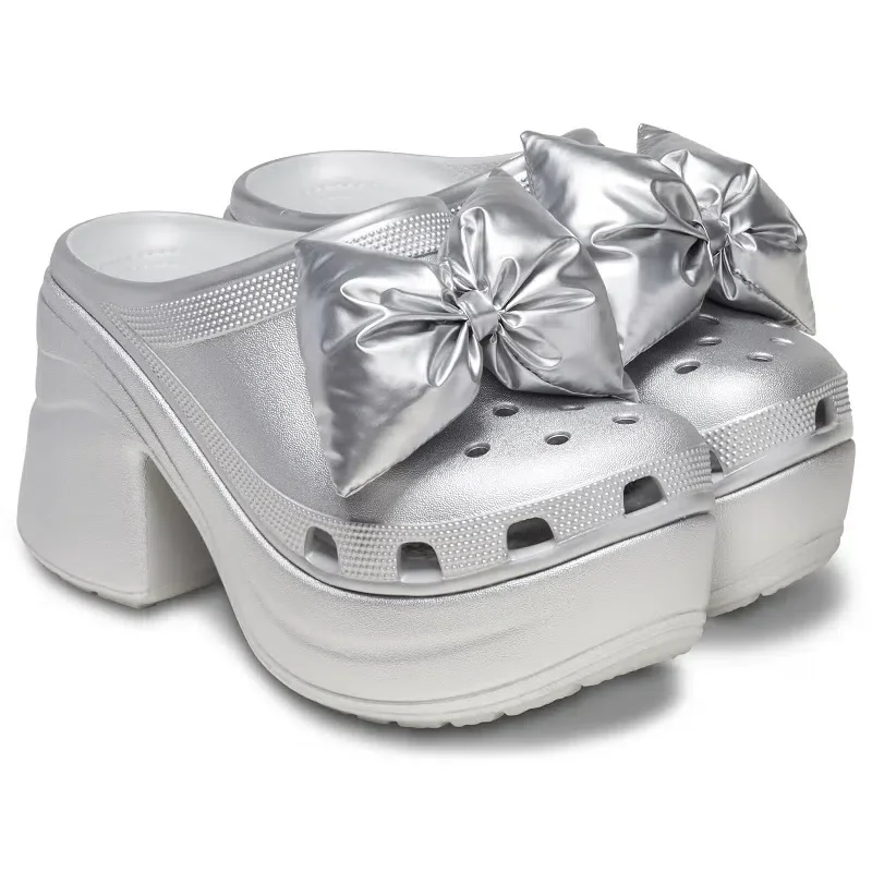 Zuecos Siren Metallic Bow «Silver» Zuecos Siren Metallic Bow «Silver»